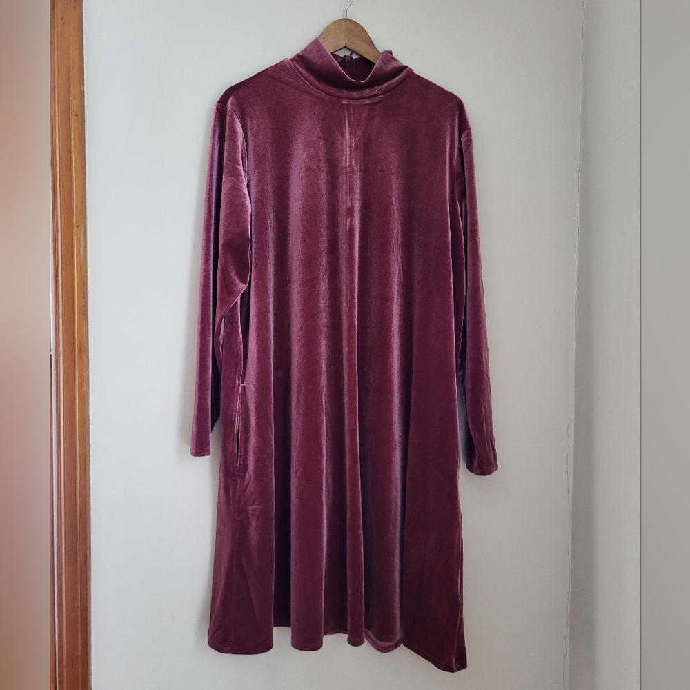 Lands' End 2X Long Sleeve Velvet Turtleneck Dress